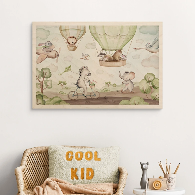 Trätavla ballongflygning av djurvännerna - Kvilis 