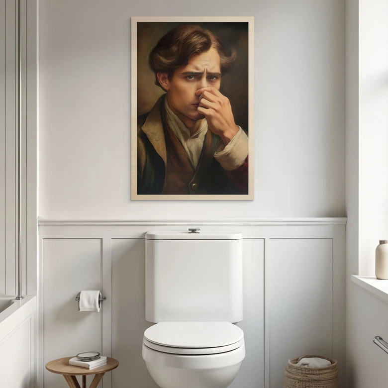 Holzbild Lustiges Toilettenmotiv im Retro-Look 