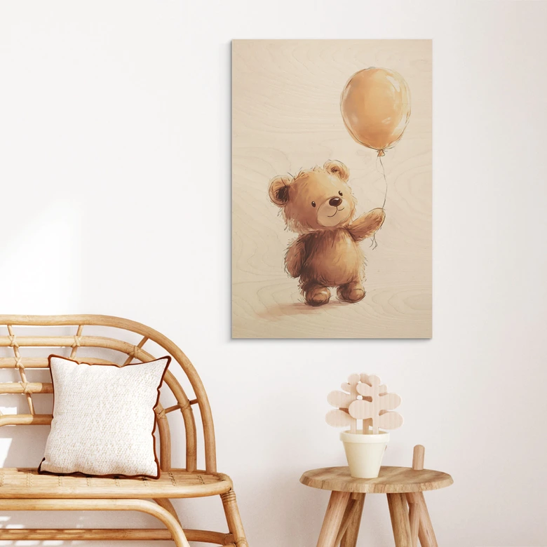 Cuadro de madera Osito con globo - Magnusson 