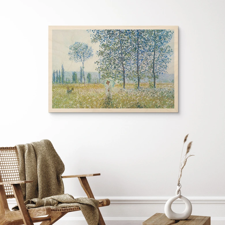 Holzbild Monet - Felder im Frühling 