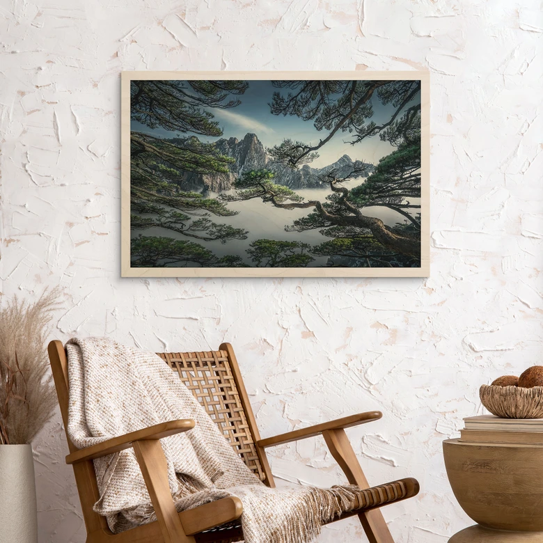 Holzbild Kiefernwald im Huang Shan Gebirge - NingYun Ye 