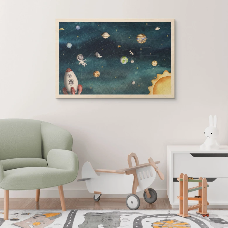 Holzbild Weltraum Abenteuer mit Astronauten - Oliver Robins 