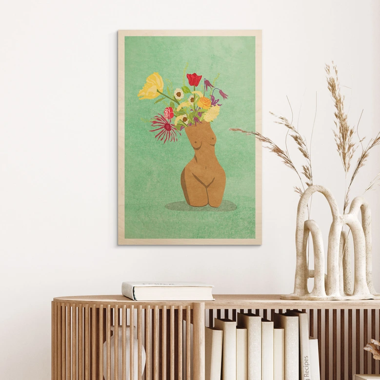 Tableau sur bois Féminité en fleur - Oltmanns 