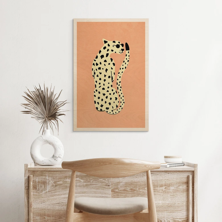 Holzbild Eleganter Gepard mit Sonnenbrille - Oltmanns 