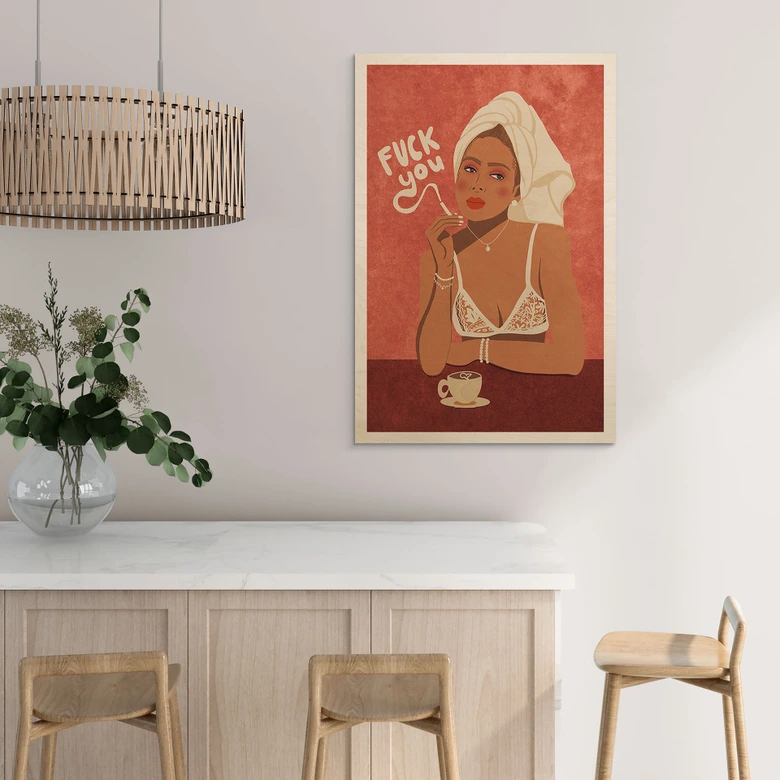 Träposter Fuck you - Kaffe med cigarett - Oltmanns 