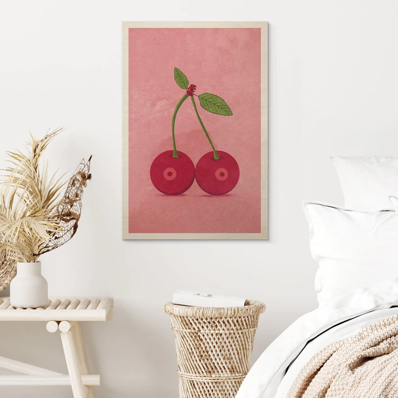 Holzbild Sinnliche Kirschen | Feminismus - Oltmanns 