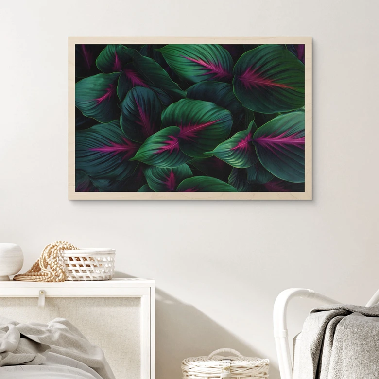 Houten Poster - Kleurrijke jungleplanten - Paksoylu 