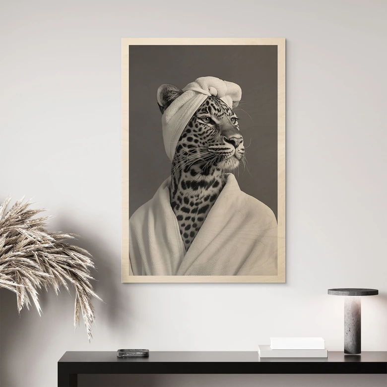 Holzbild Royale Spa-Auszeit mit Leopard - Rahner 