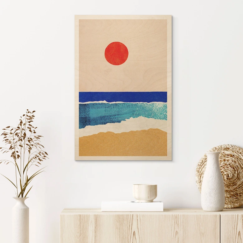 Tableau sur bois Plage calme au coucher du soleil - Rivers 