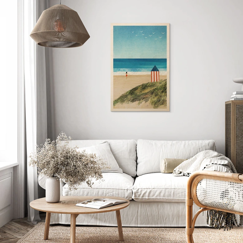 Tableau sur bois Vacances à la mer avec vue sur les dunes - Rivers 