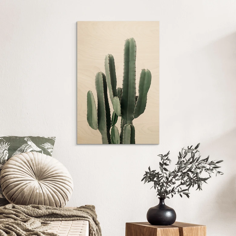 Holzbild Kaktus Pflanze - Sisi & Seb 