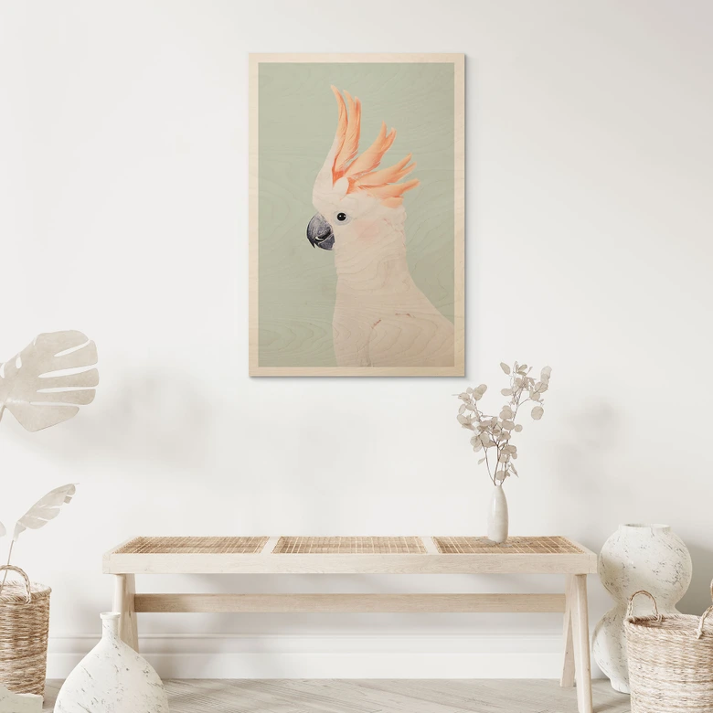 Houten Poster - Roze kaketoe dierenportret - Sisi & Seb 