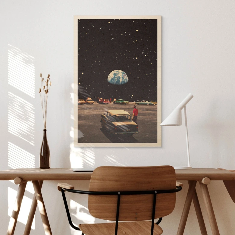 Holzbild Blick auf die Erde vom Weltall - Taudalpoi 