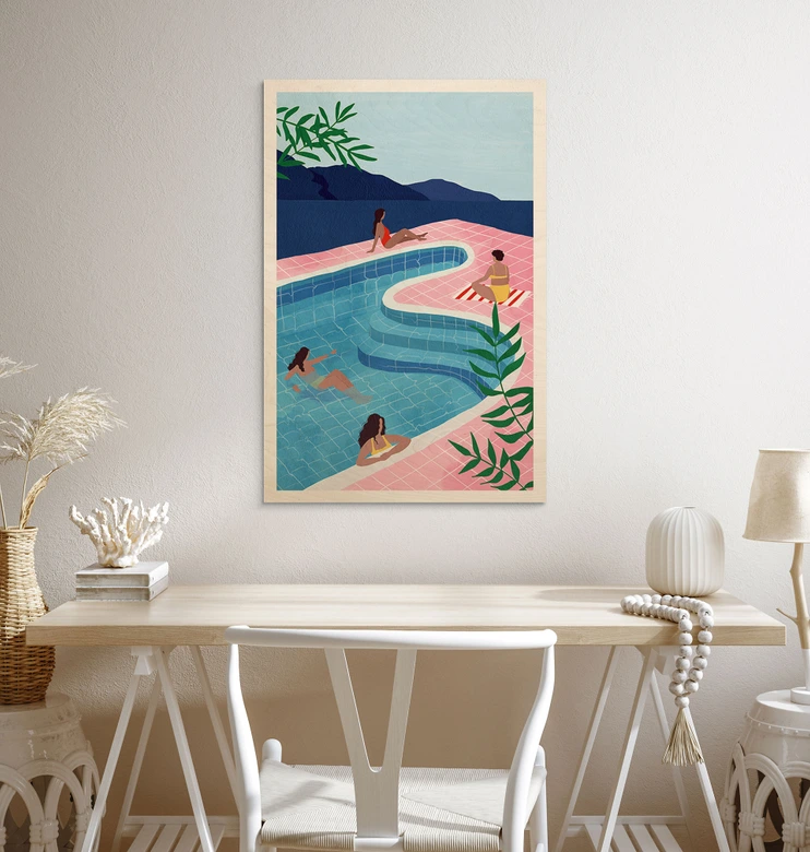 Houten Poster Ontspannen bij het zwembad - Tomljanovic 