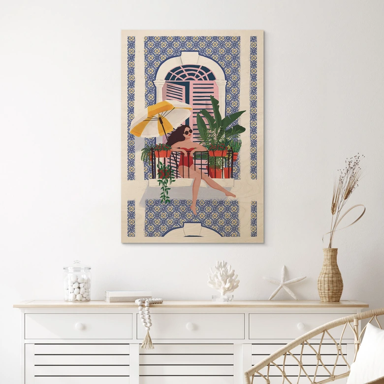 Cuadro de madera de vacaciones en el balcón - Tomljanovic 