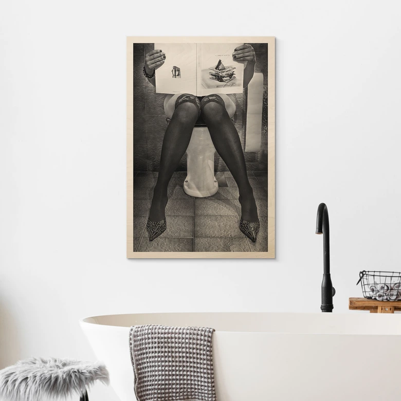 Tableau sur bois Femme érotique dans la salle de bain - Toniolo 