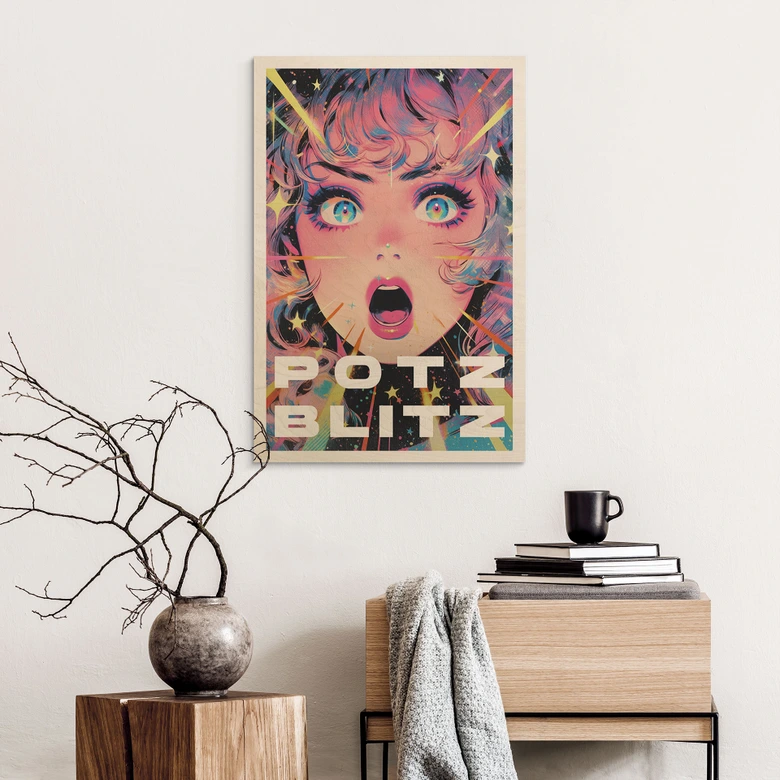 Holzbild Potzblitz im Anime-Stil - Treechild 
