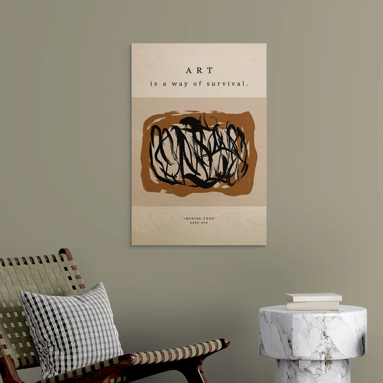 Cuadro de madera Pinceladas negras - Imagine Yoko - Treechild 