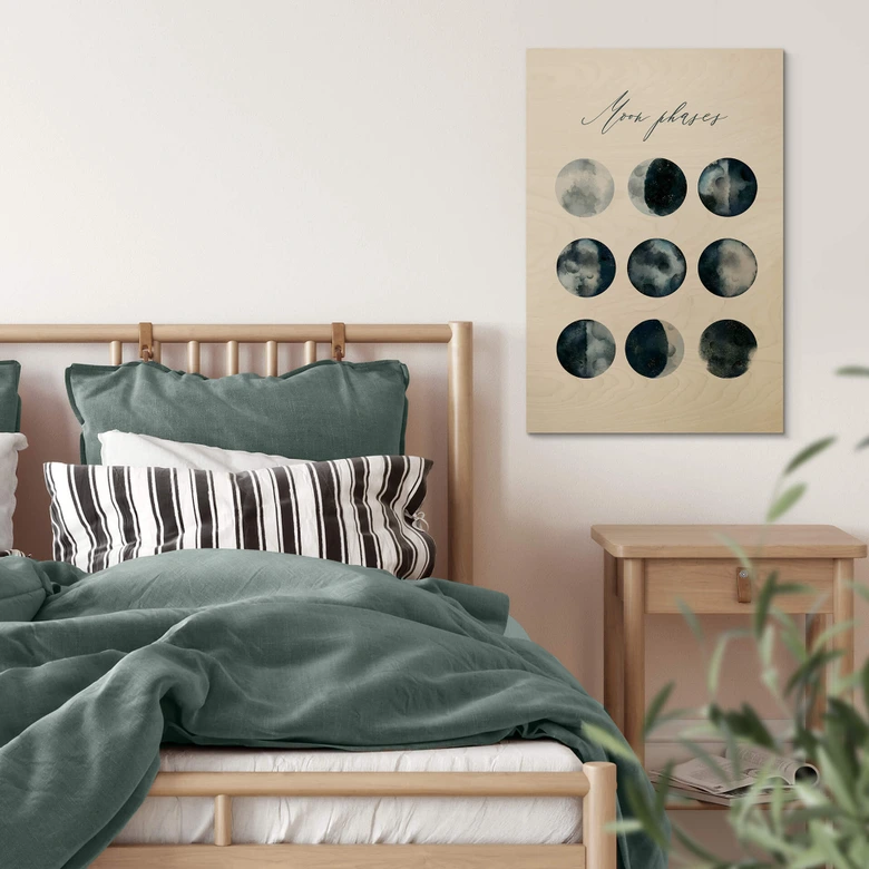 Holzbild Moon Phases 