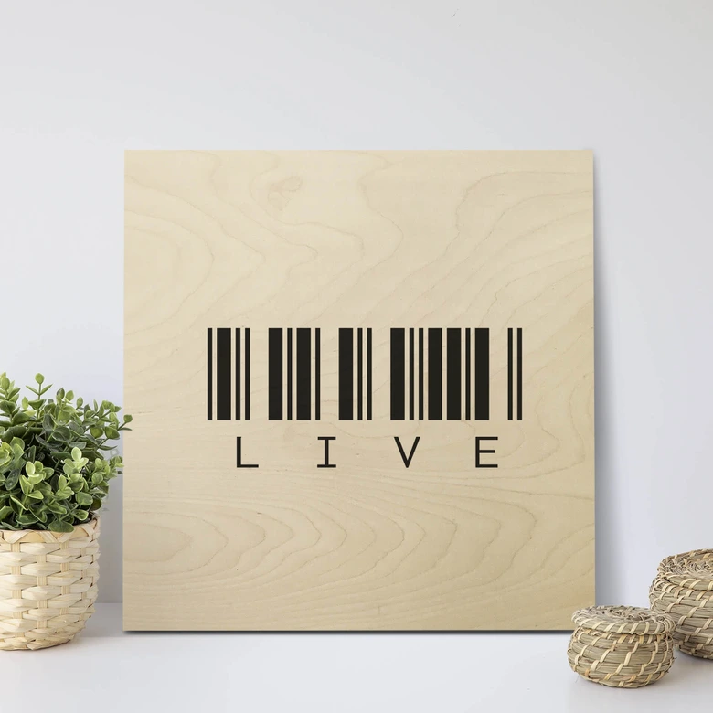 Holzbild Barcode Live - Quadratisch 