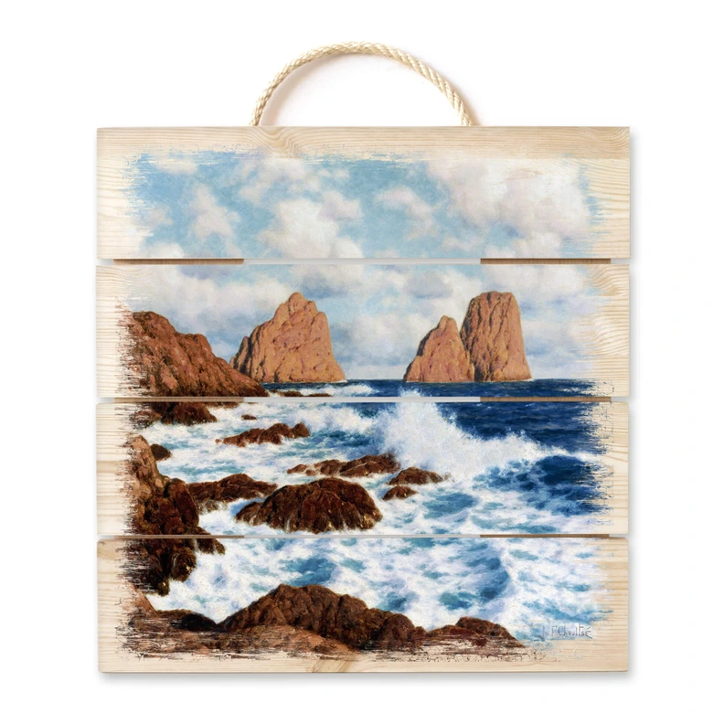 Holzbild Choultsé - Die Felsen bei Capri - 40x41,5 cm 
