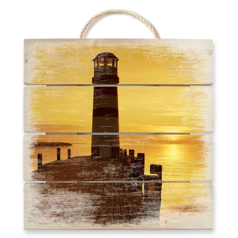 Holzbild Ein Tag geht zu Ende - 40x41,5 cm 