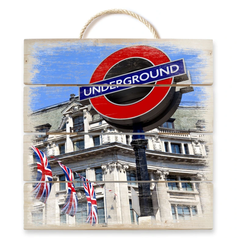 Holzbild London Underground - 40x41,5 cm 