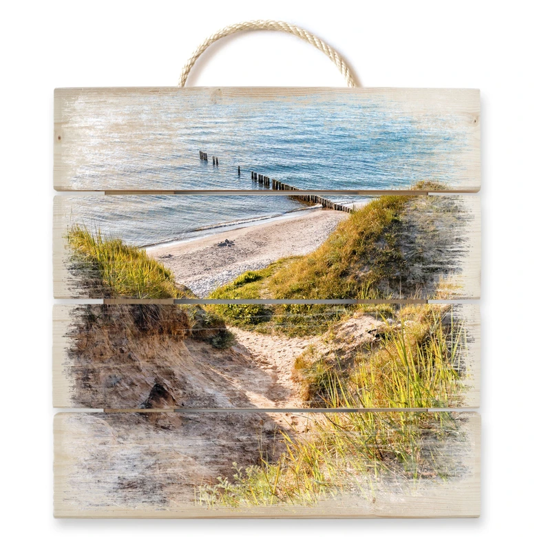 Holzbild Ostseedüne - 40x41,5 cm 