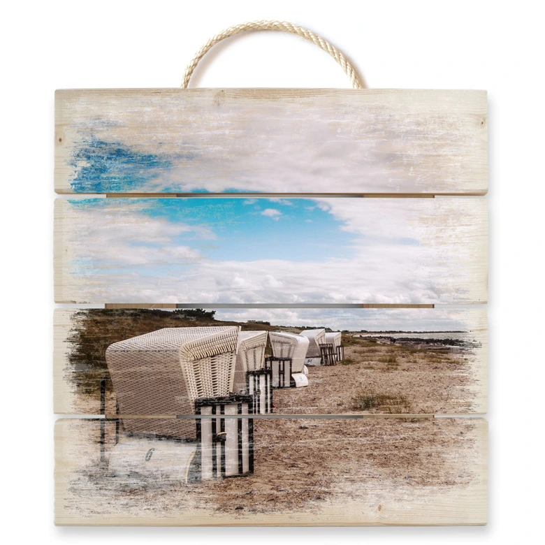 Holzbild Strandkörbe auf Hiddensee - 40x41,5 cm 
