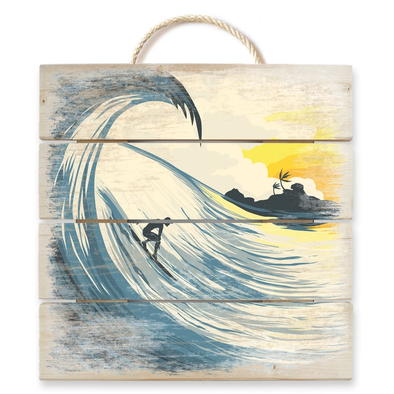 Holzbild Tropical Island Wave - 40x41,5 cm 