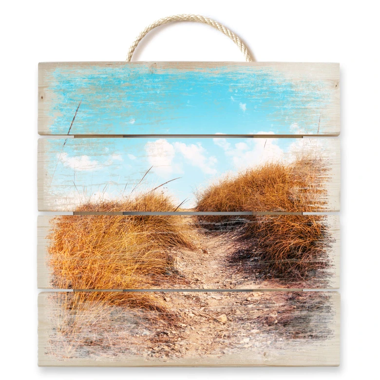Holzbild Strandaufgang - 40x41,5 cm 