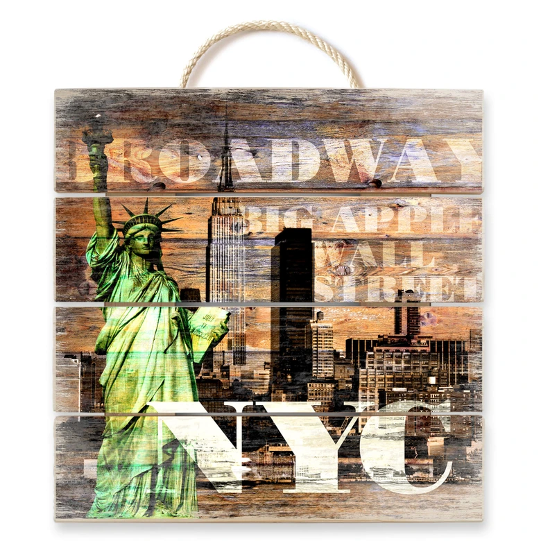 Cuadro de madera Paisaje New York - 40x41,5 cm 