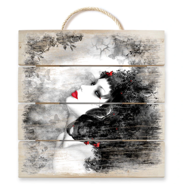 Cuadro de madera Mariposa negra Imago - 40x41,5 cm 