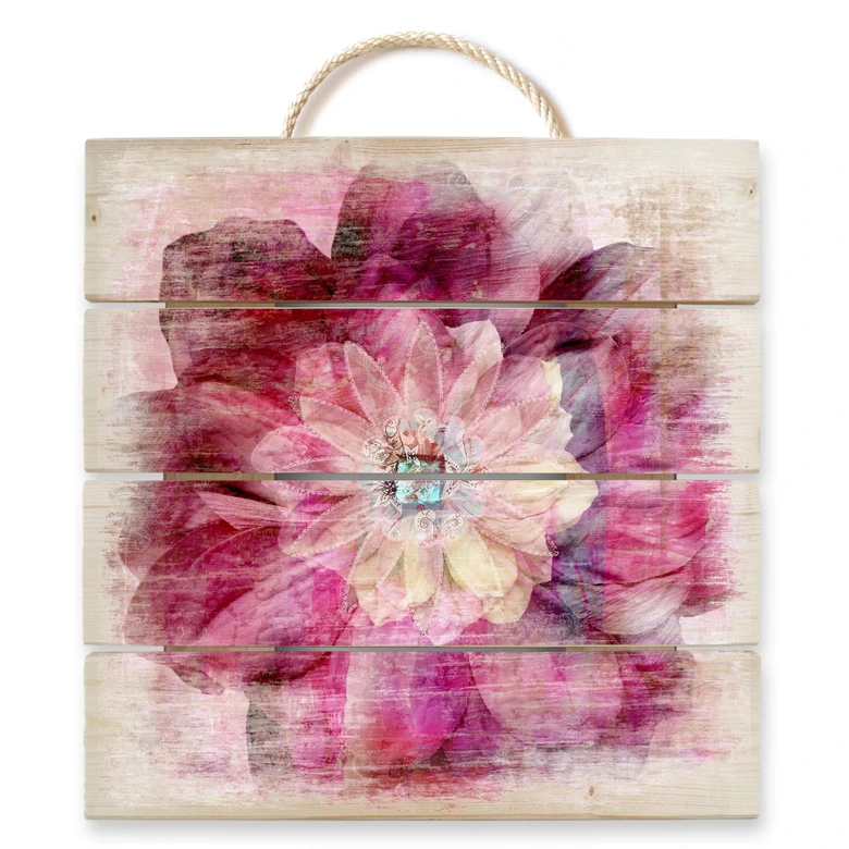 Holzbild Pink Peony - 40x41,5 cm 