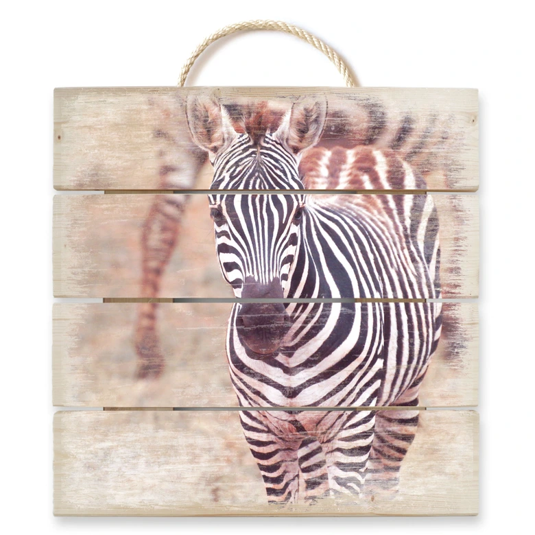 Holzbild Zebra Fohlen - 40x41,5 cm 