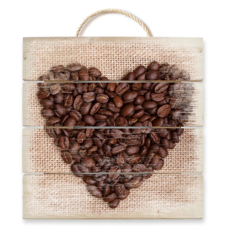 Cuadro de madera I love Café - 40x41,5 cm 