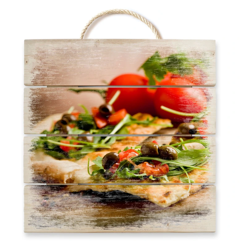 Holzbild Pizza all'Italiana - 40x41,5 cm 