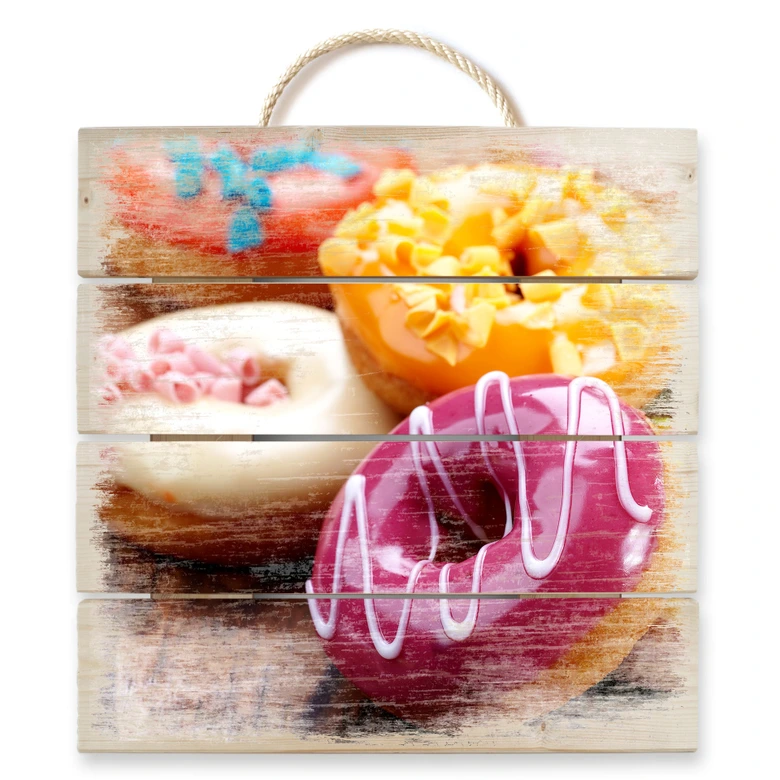 Houten Wanddecoratie Suikerzoete Donuts 
