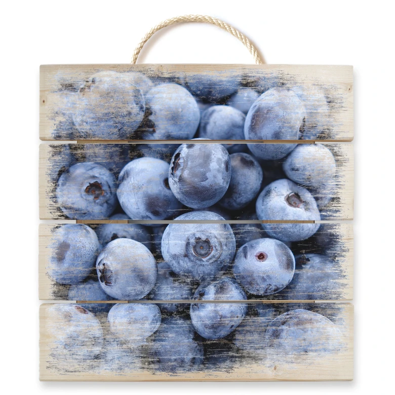 Holzbild Blaubeeren - 40x41,5 cm 