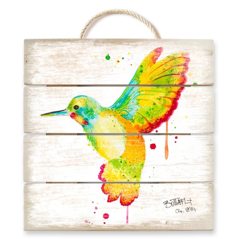Holzbild Buttafly - Kolibri - 40x41,5 cm 