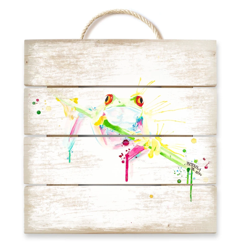 Holzbild Buttafly - Frog - 40x41,5 cm 