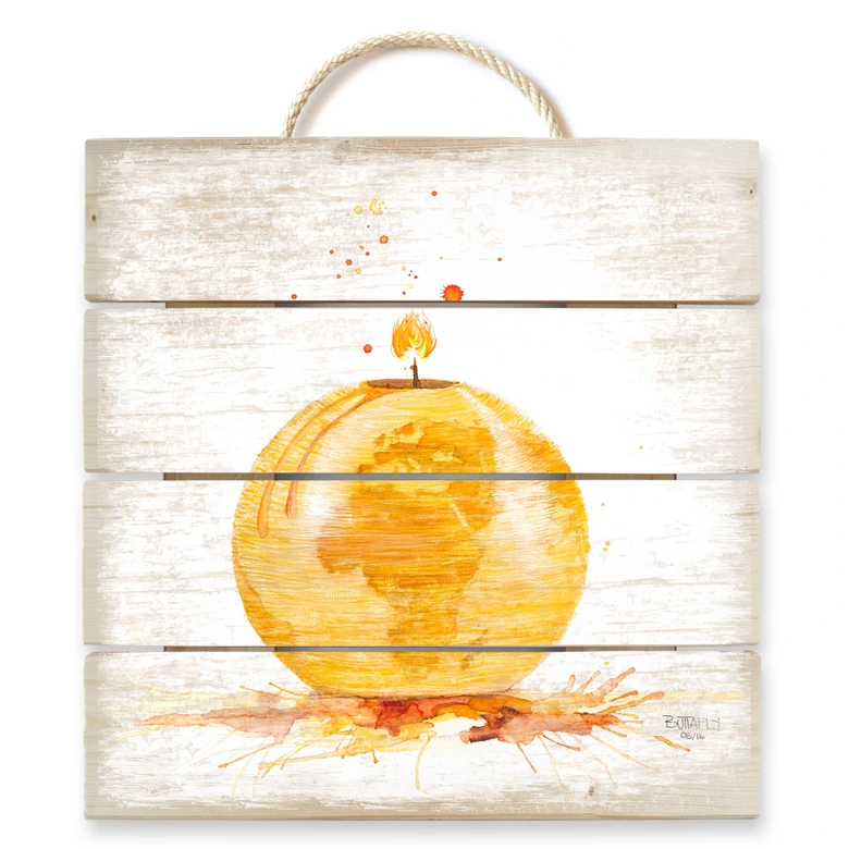 Holzbild Buttafly - Time - 40x41,5 cm 