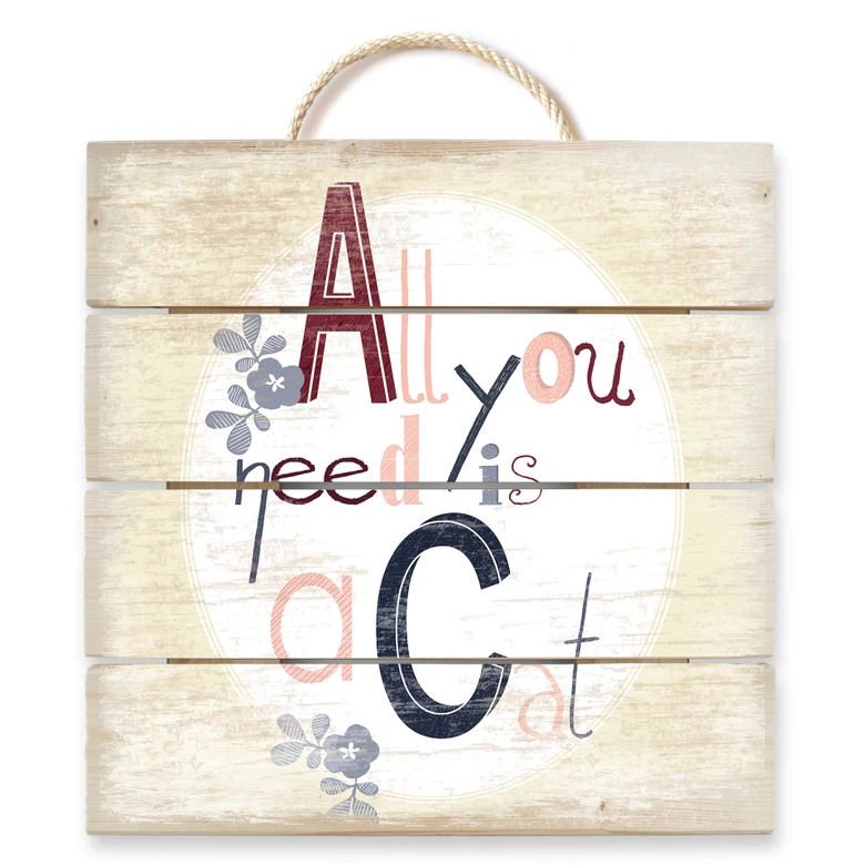 Holzbild Loske - All you need is a Cat - 40x41,5 cm 