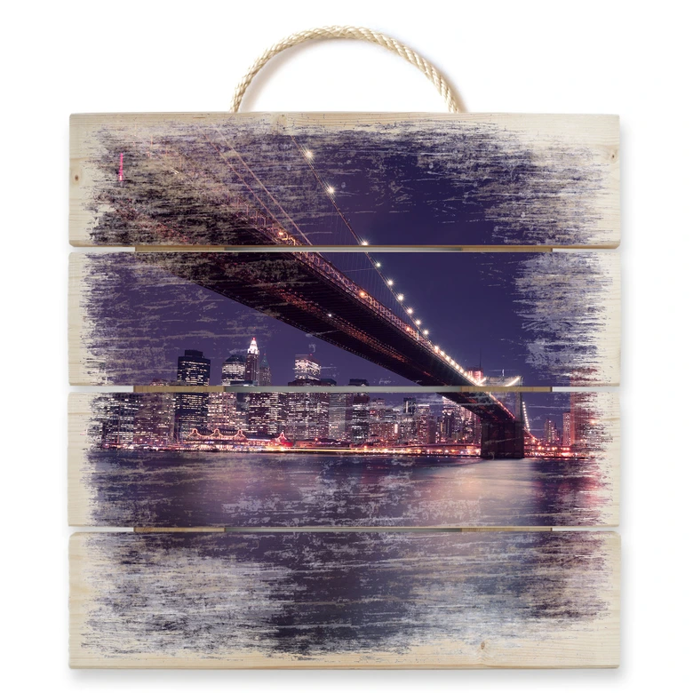 Holzbild Lights in New York City - 40x41,5 cm 
