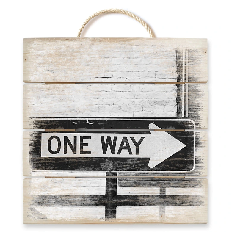 Holzbild Street Sign One way - 40x41,5 cm 