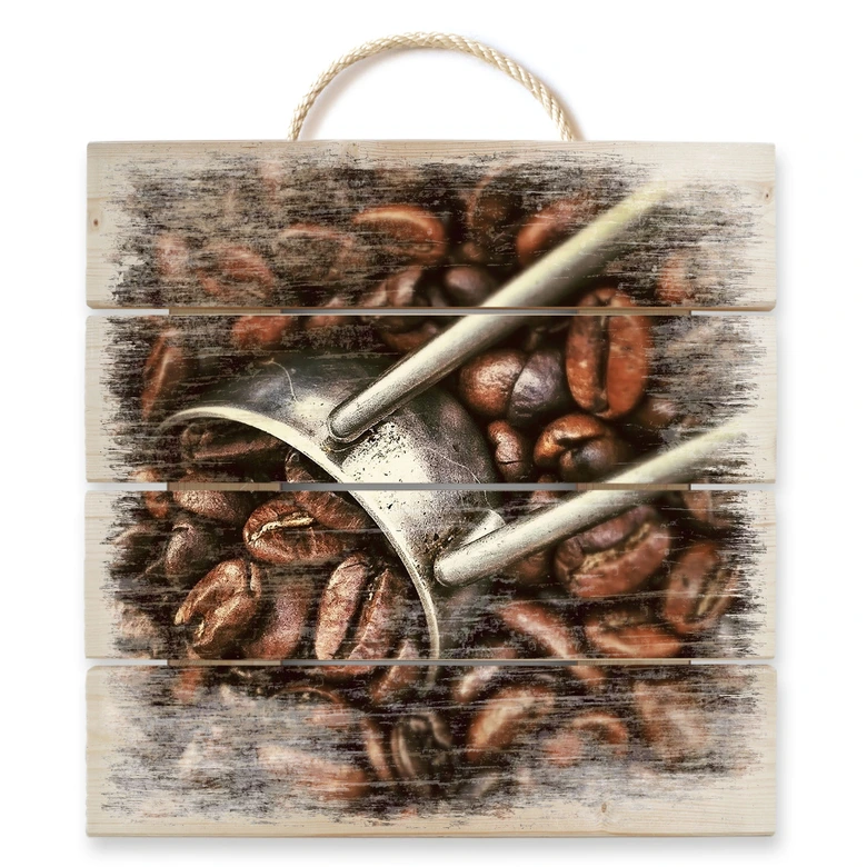 Houten Wanddecoratie Koffiebonen 