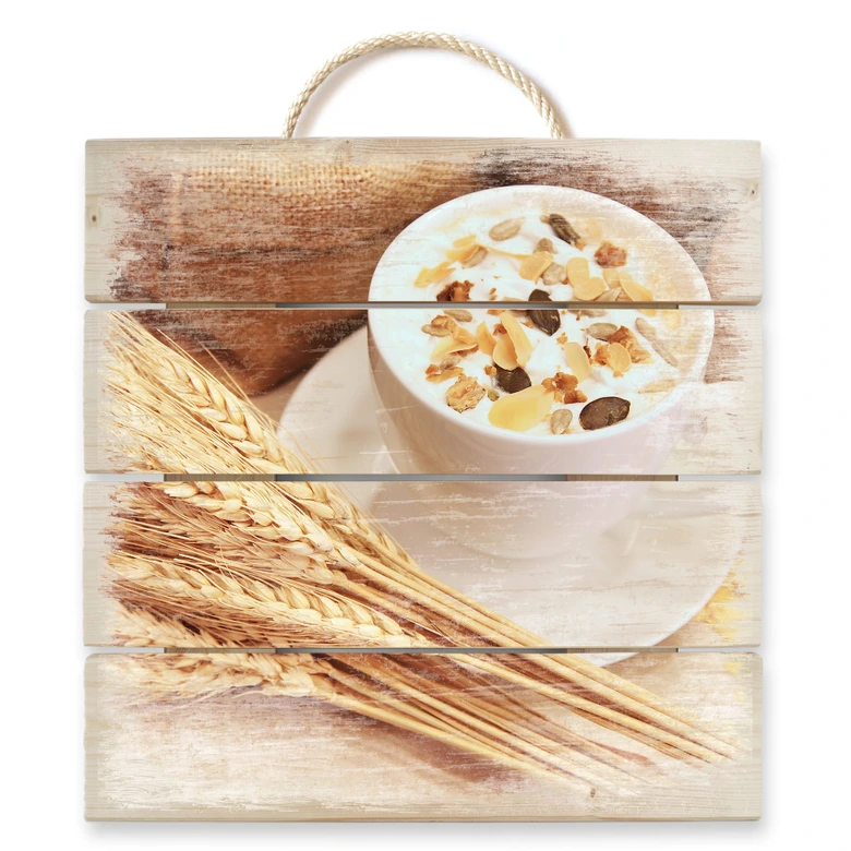 Holzbild Frühstücksstarter - 40x41,5 cm 