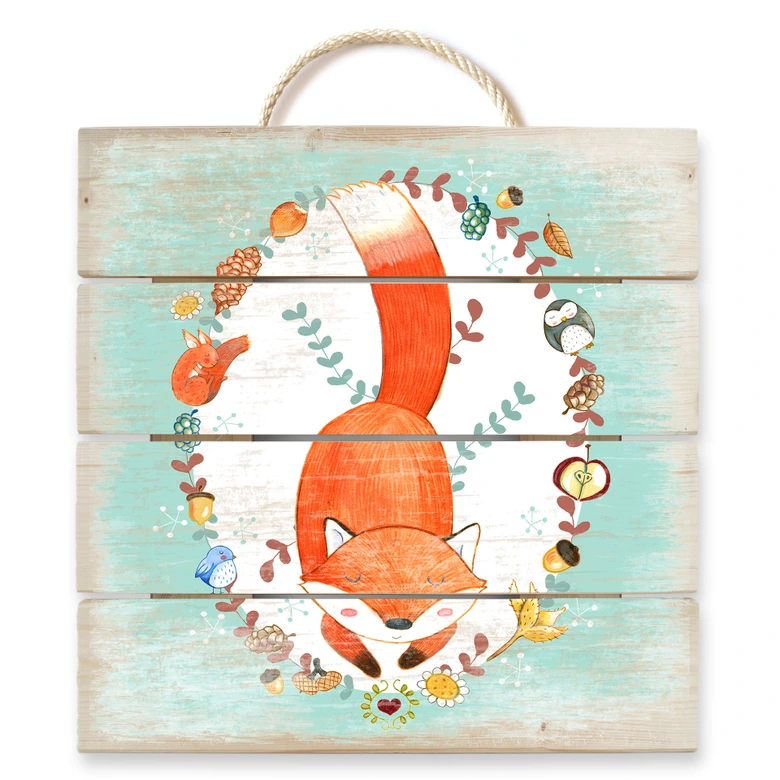 Holzbild Loske - Schlafender Wald - 40x41,5 cm 
