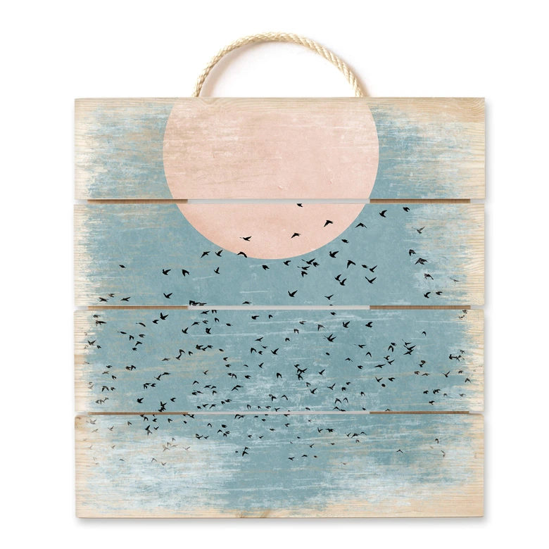 Holzbild Kubistika - Mondschein - 40x41,5 cm 