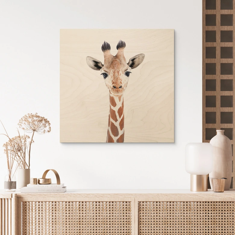 Holzbild Baby Giraffe - Sisi & Seb - Quadratisch 